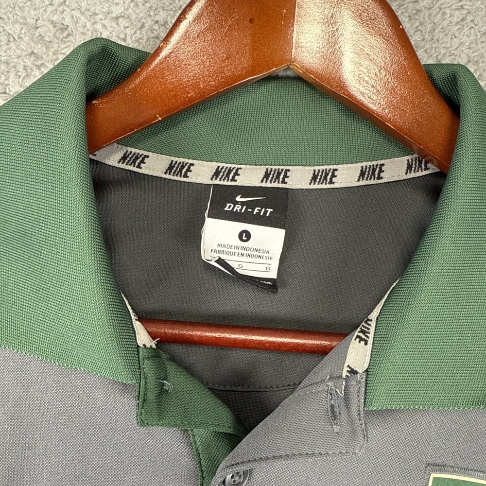 Nike‎ Baylor University Polo Shirt Dri-Fit Men's Large Gray/Green BU - Picture 5 of 7